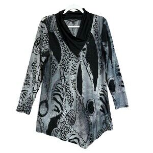 Cativa Tunic Top Womens Small Mixed Media Patchwork Long Sleeve Lagenlook NEW